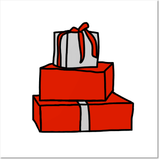 A Pile of Three Christmas Gift Boxes Graphic Posters and Art